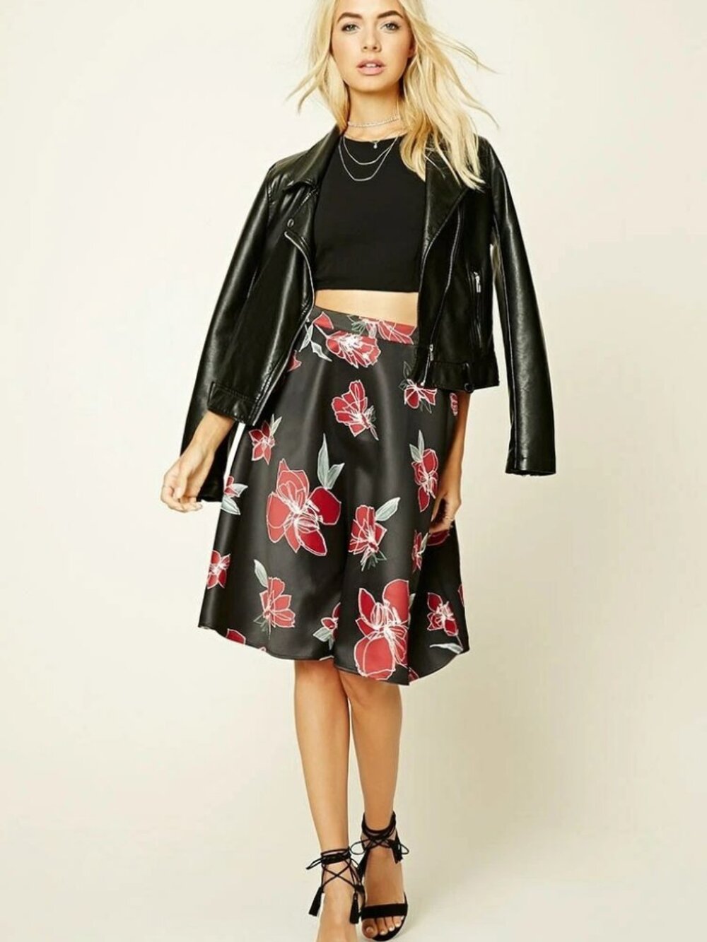 Forever 21 Floral Print Knee-Length Skirt, size XS